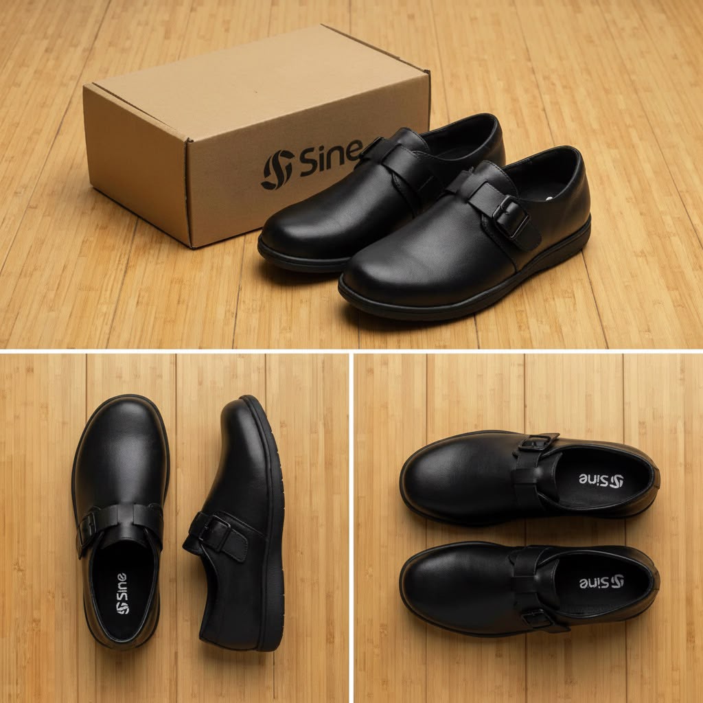 SINE ALPHA school shoes internal details featuring SINE Bamboo-Tech™ natural bamboo fibre lining. Designed with a micro-porous structure to wick away sweat and moisture rapidly, preventing odor build-up in Hong Kong's humid, full-day school environments for all-day hygiene and freshness.