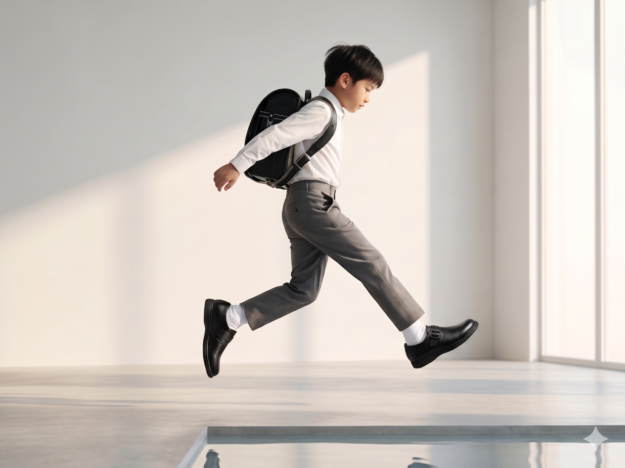 SINE ALPHA 系列輕盈防滑學生皮鞋推薦。鞋面採用高科技超纖皮革（Premium Microfiber Leather），重量比傳統真皮皮鞋減輕 30%，具備卓越的防潑水、防刮與耐磨性能。專為香港全日制小學生及中學生設計，下雨天一抹即乾、不易變形，是小一開學必備的高級返學鞋。