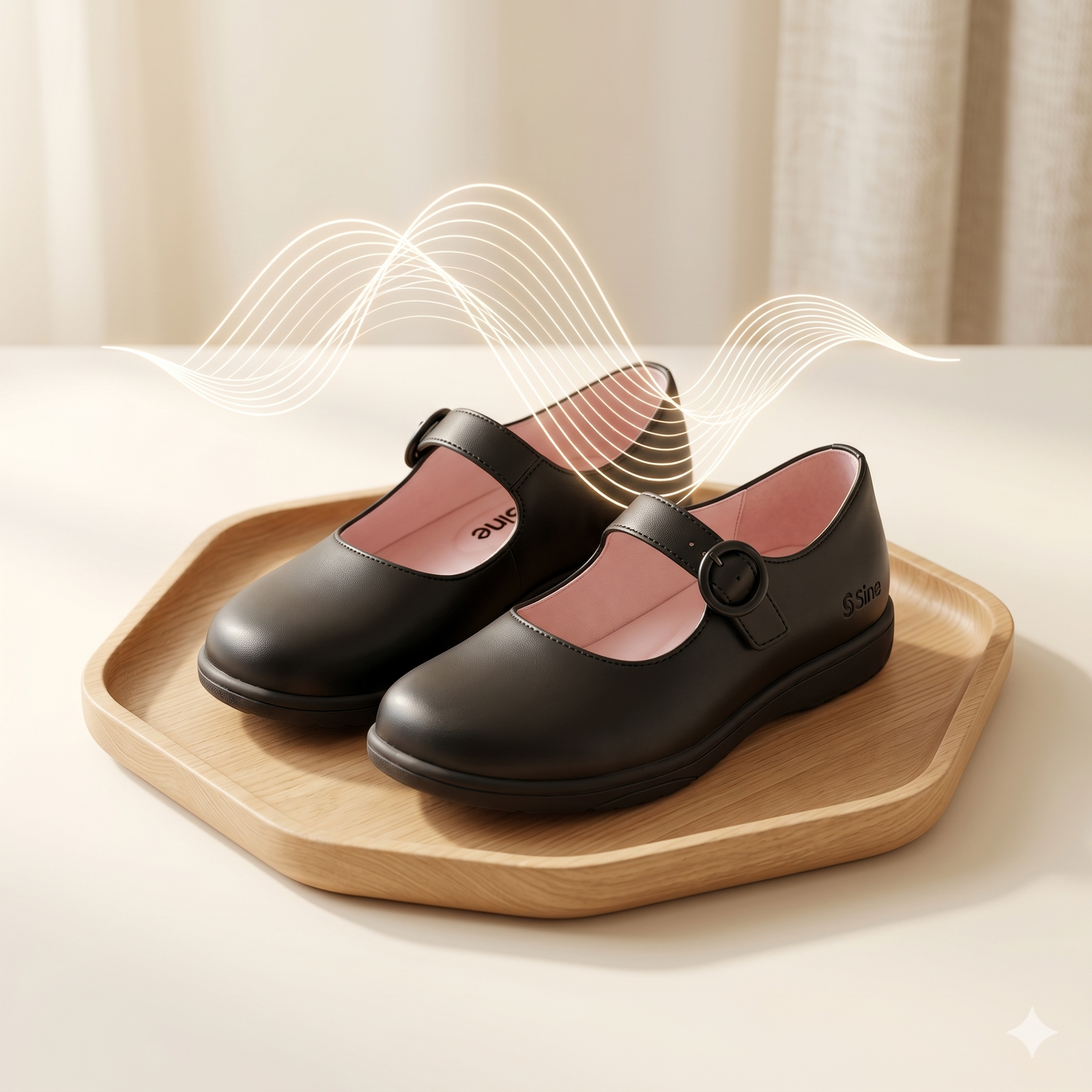 SINE ALPHA 系列輕盈防滑學生皮鞋推薦。鞋面採用高科技超纖皮革（Premium Microfiber Leather），重量比傳統真皮皮鞋減輕 30%，具備卓越的防潑水、防刮與耐磨性能。專為香港全日制小學生及中學生設計，下雨天一抹即乾、不易變形，是小一開學必備的高級返學鞋。